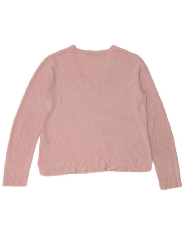 Marks & Spencer Damski sweter z dekoltem w kształcie litery V, UK 14, średni różowy akryl
