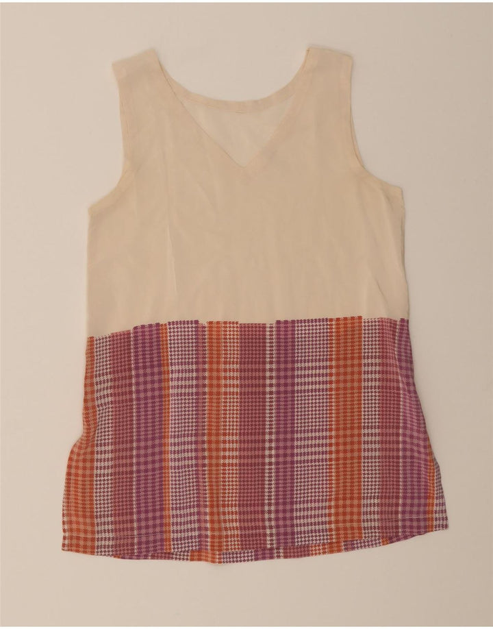 VINTAGE Womens See Through Top UK 12 Medium Off White Colourblock Vintage Vintage and Second-Hand Vintage from Messina Hembry 