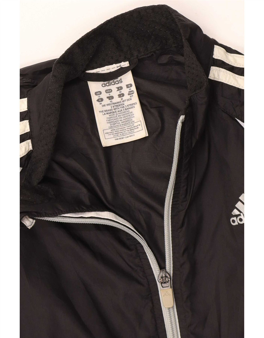 Adidas Womens Tracksuit Top Jacket UK 10 Small Black Nylon