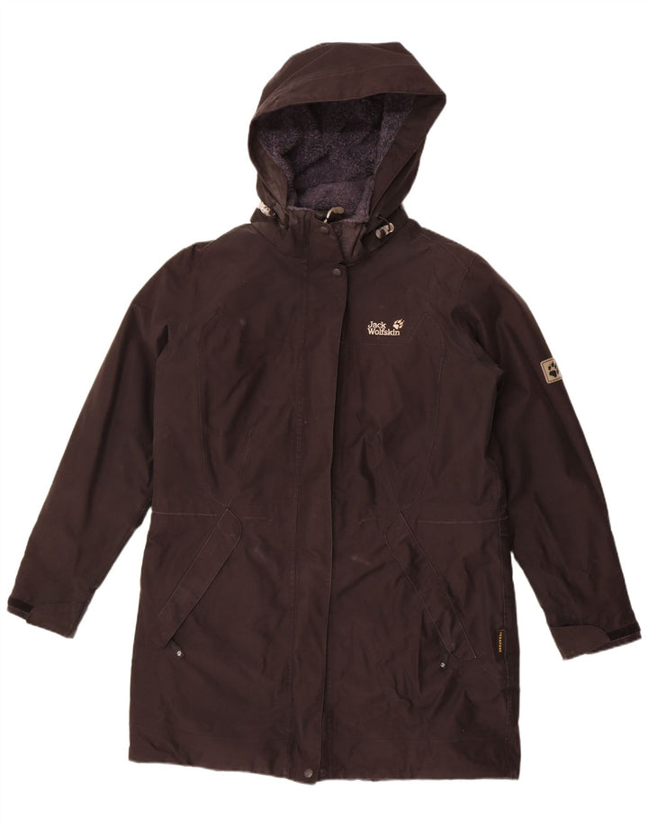 Jack Wolfskin Womens Hooded Windbreaker Coat UK 16 Large Black Polyester