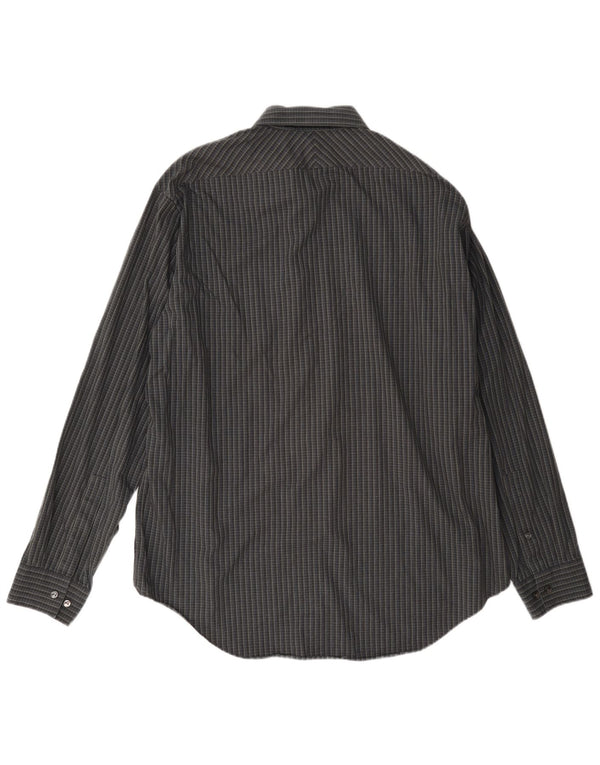Calvin Klein Chemise slim fit pour homme Taille 17 XL Coton à carreaux gris