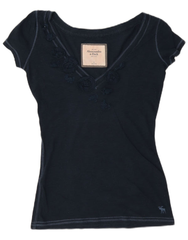 Abercrombie & Fitch T-shirt pour femme UK 10 Petit bleu marine floral