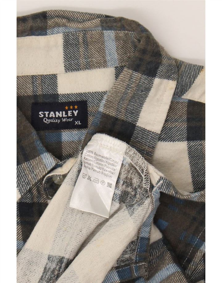 STANLEY Mens Flannel Shirt XL Grey Plaid Cotton Vintage Stanley and Second-Hand Stanley from Messina Hembry 