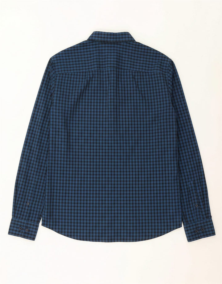 JACK & JONES Mens Slim Fit Shirt Medium Navy Blue Check Cotton