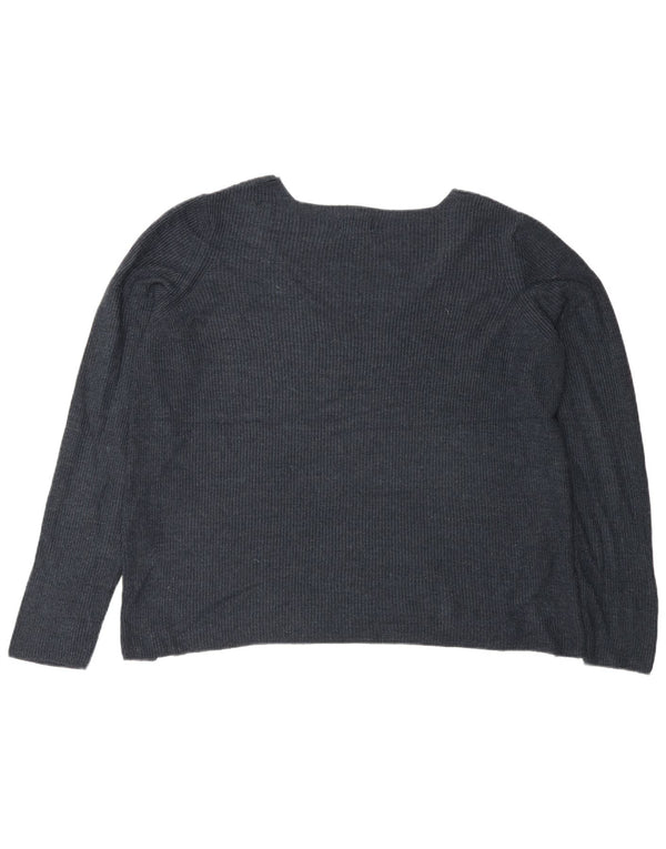 Fat Face Womens Oversized V-Neck Jumper Sweater UK 12 Medium Navy Blue