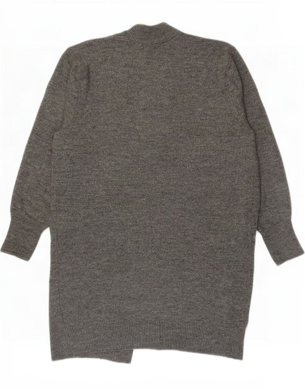 Zara Womens Longline Open Cardigan Sweater UK 14 Medium Grey Akryl