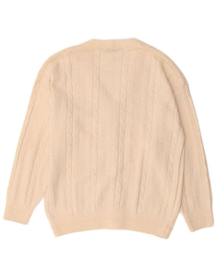 Blue Eyes Mens Cardigan Sweater Medium Off White Cotton