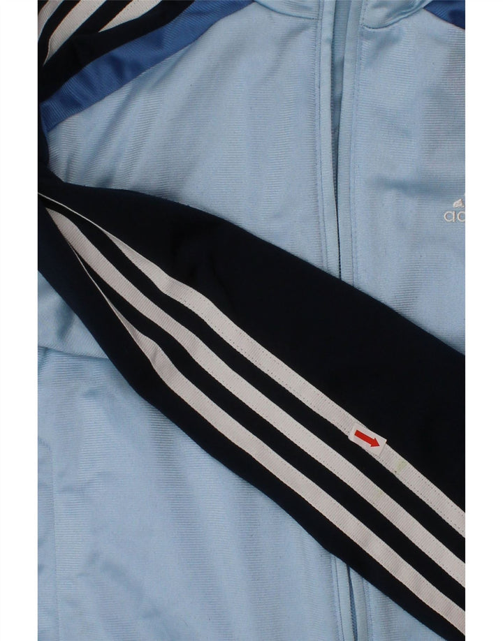 ADIDAS Boys Tracksuit Top Jacket 11-12 Years Blue Colourblock Polyester