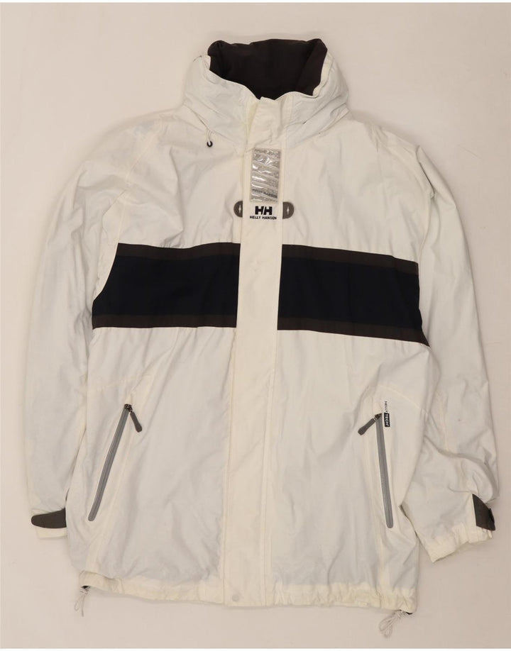 Helly Hansen Herren-Regenjacke mit Kapuze, UK 40, Größe L, Weiß, Farbblock