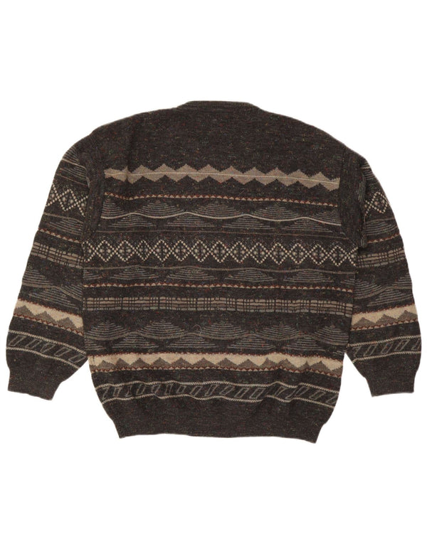 Rodes Pull Col Rond Homme Gris Moyen Acrylique Géométrique