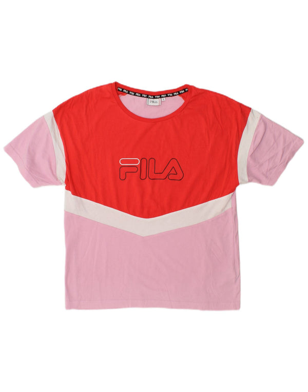Fila Ženska majica kratkih rukava s grafičkim motivima UK 10 Small Pink Colourblock Pamuk
