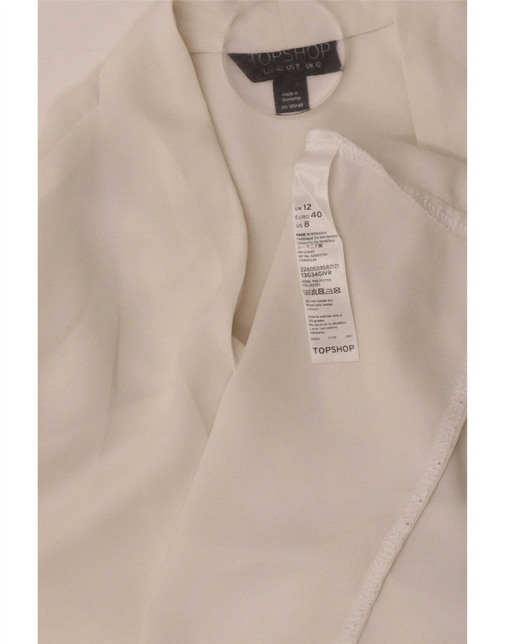 Topshop Blusa de manga larga para mujer Top UK 42 Poliéster blanco mediano