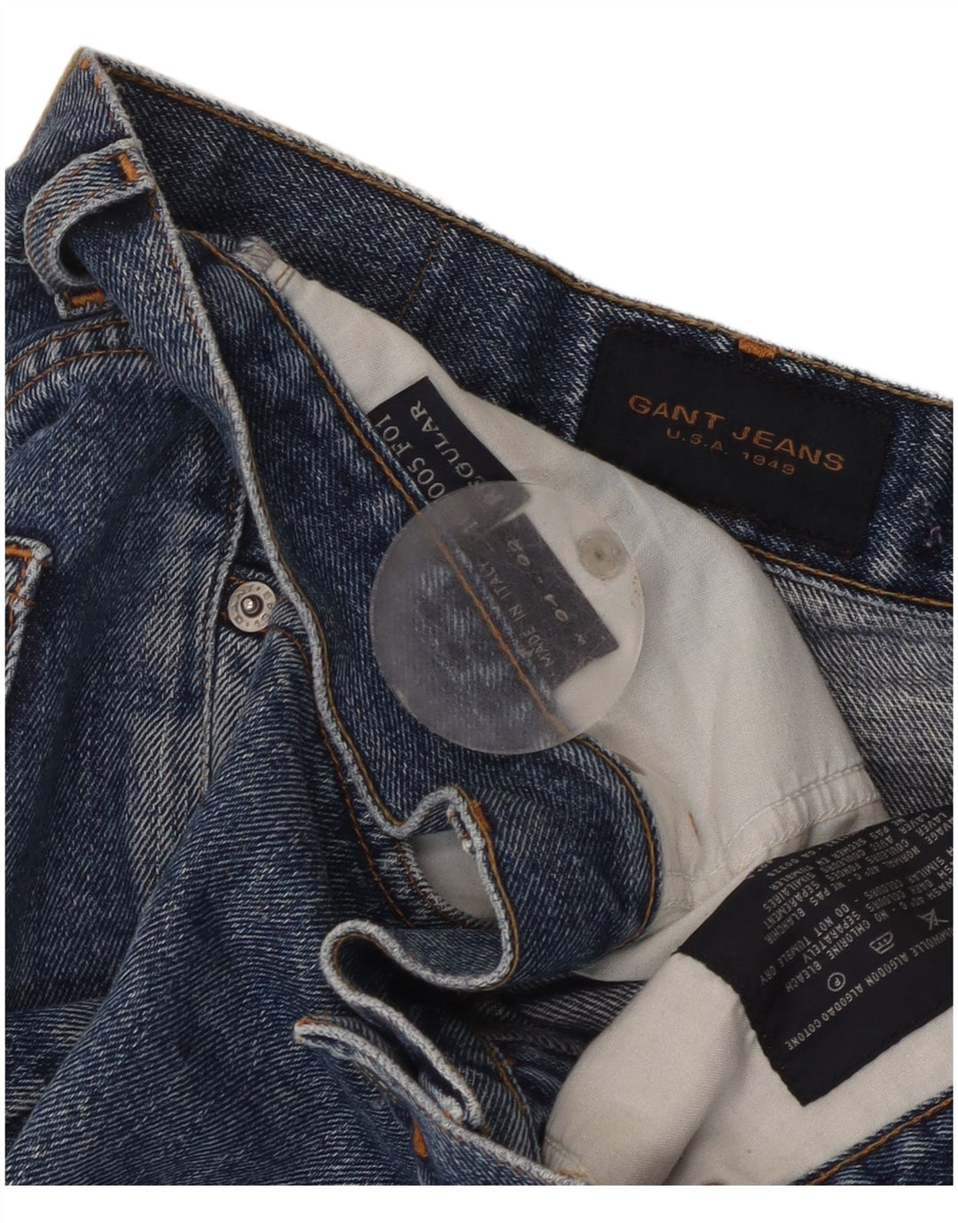 Gant Mens Regular Straight Jeans W34 L27 Blue Cotton