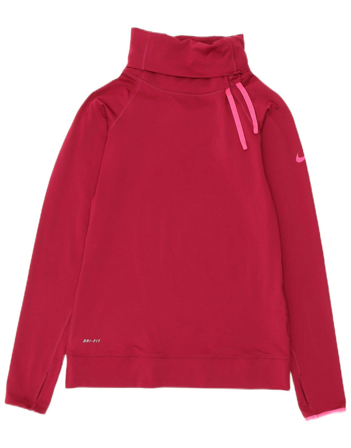 NIKE Dame Dri Fit Sweatshirt Jumper UK 8 Small Pink Polyester