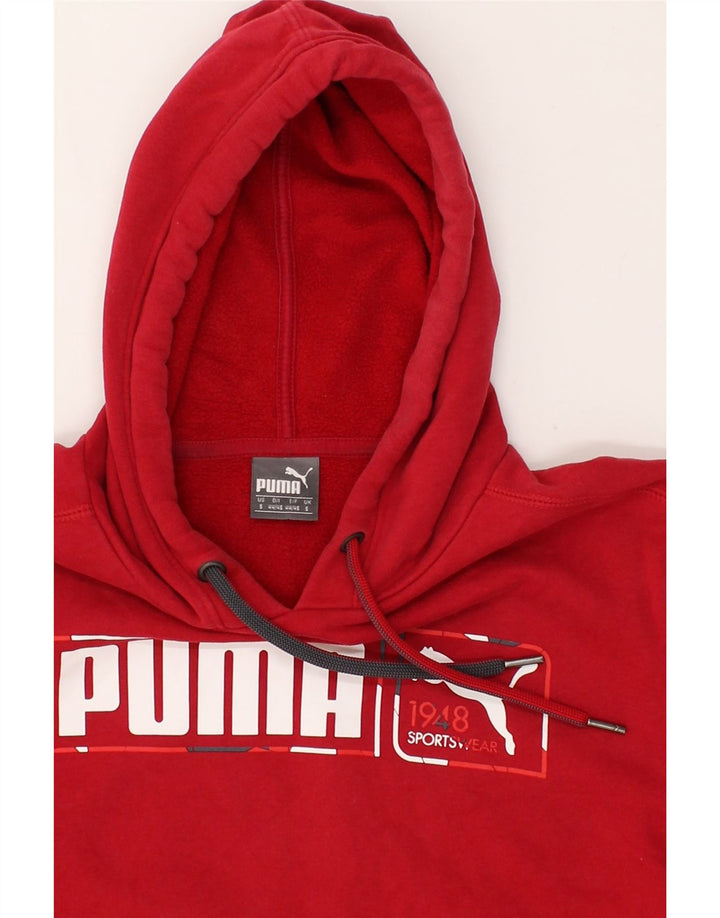 PUMA Mens Graphic Hoodie Jumper Small Red Cotton | Vintage Puma | Thrift | Second-Hand Puma | Used Clothing | Messina Hembry 