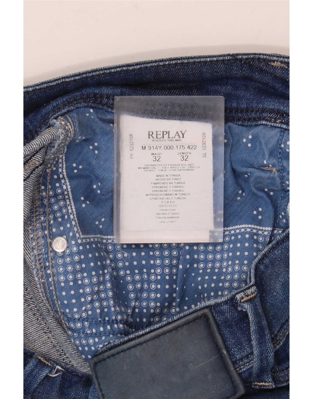 Replay Mens Slim Jeans W32 L32 Blue Cotton