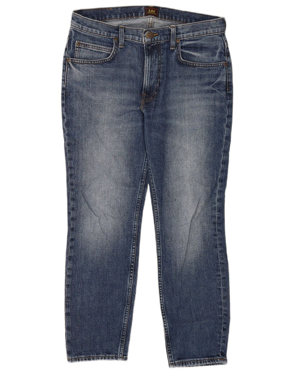 Lee Mens Rider Cropped Jeans W31 L25 Blue Cotton