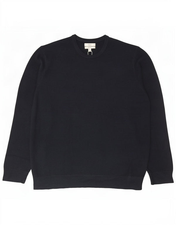 Marks & Spencer Mens Crew Neck Jumper Sweater 2XL Navy Blue Acrylic