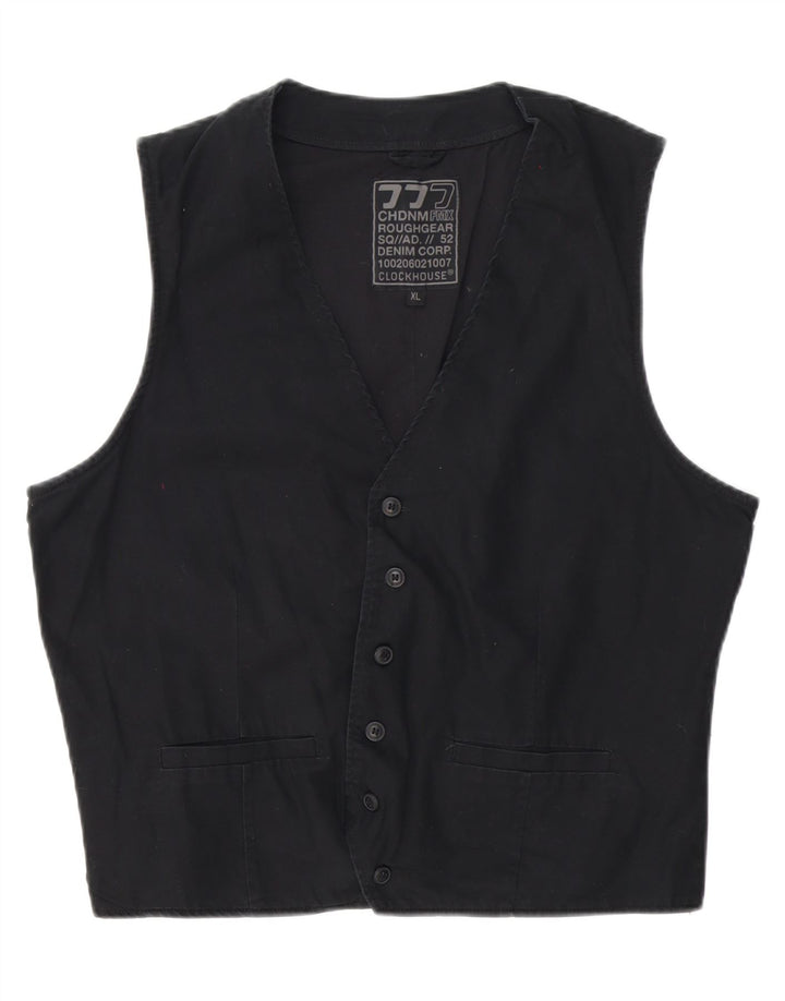 C&A Mens Waistcoat XL Black Cotton