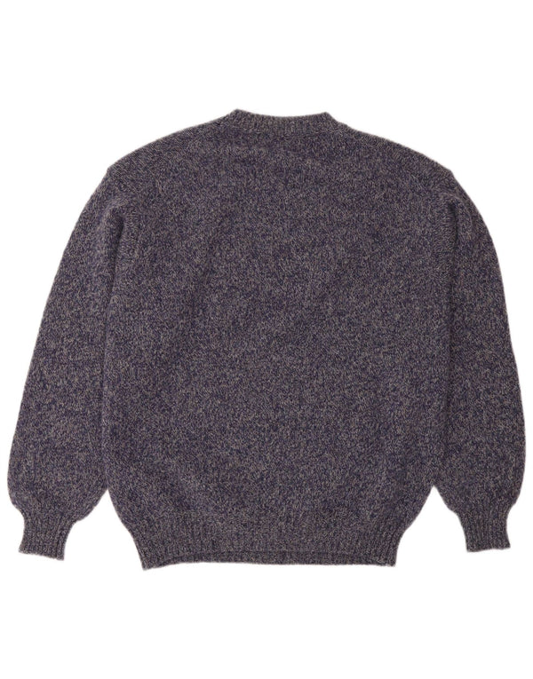 Benetton Mens Crew Neck Jumper Sweater Large Purple Flecked