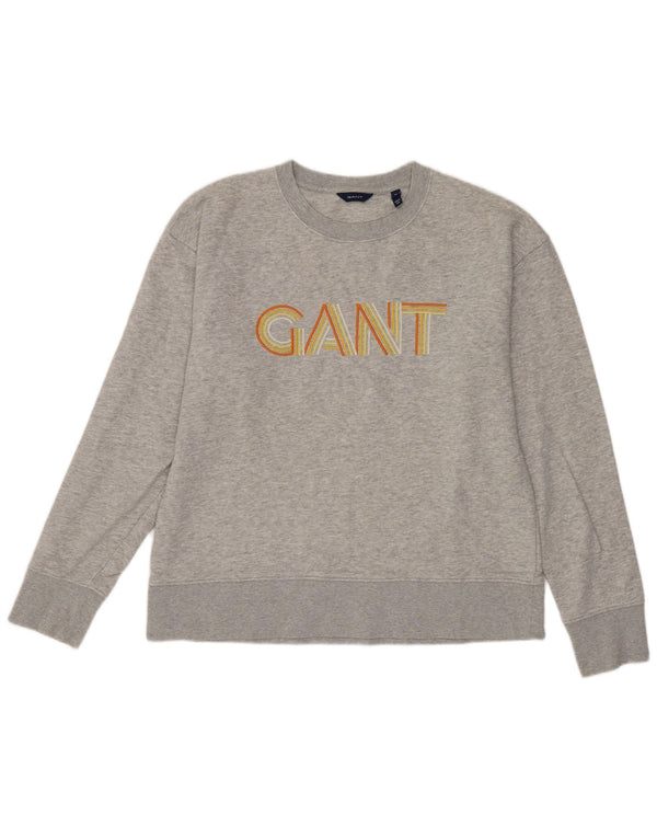 Gant Grafisk Sweatshirt Jumper UK 14 Medium Grey Bomuld