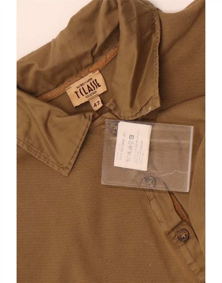 ALVIERO MARTINI Dame poloshirt IT 42 Medium Khaki ternet bomuld
