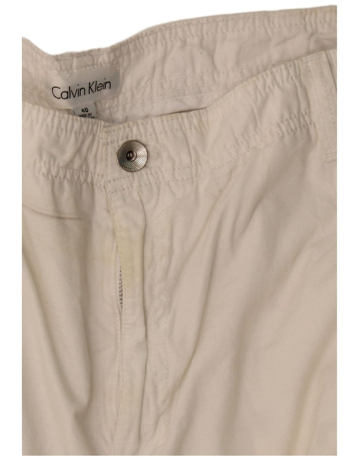 Calvin Klein Mens Cargo Shorts W40 XL White Cotton