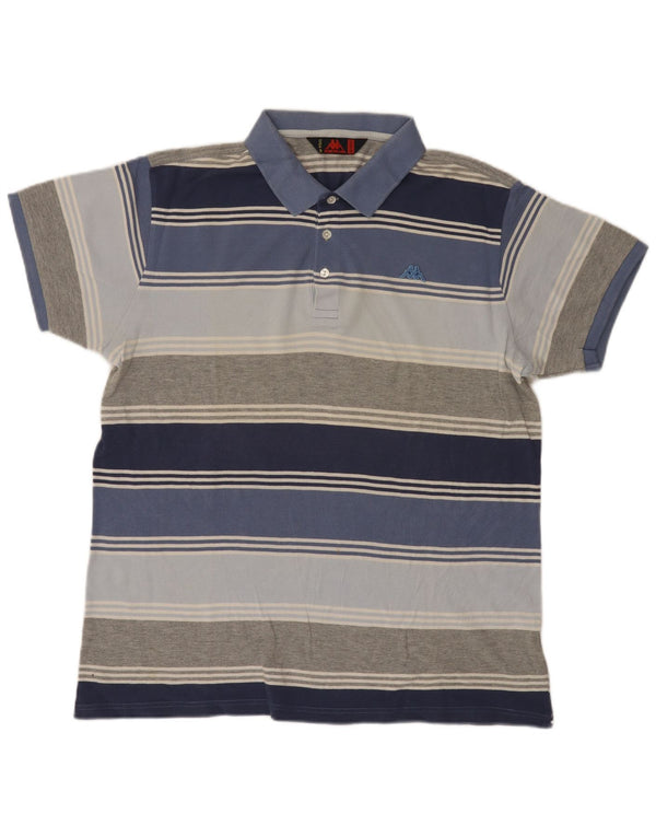 Kappa herre poloshirt 2XL blå stribet bomuld