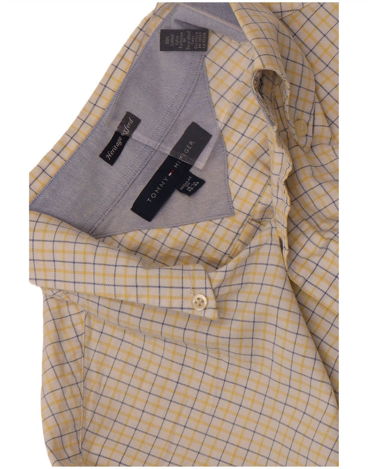 Tommy Hilfiger Mens Regular Fit Shirt Size 15 1/2 Medium Yellow Check