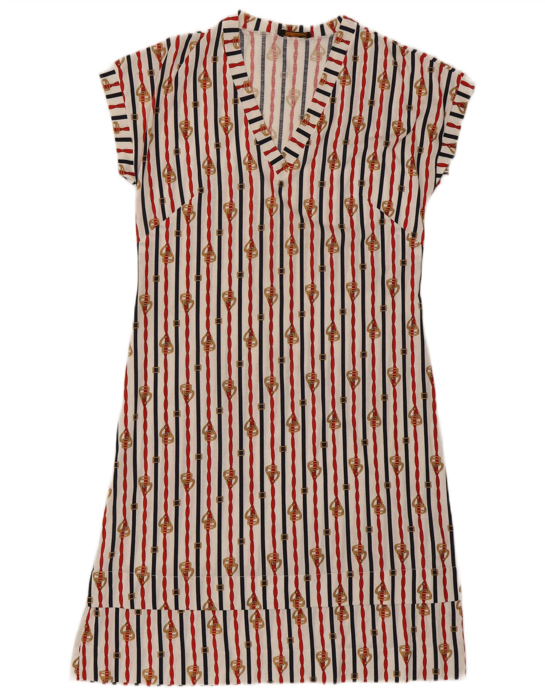VINTAGE Womens A-Line Dress UK 14 Medium Multicoloured Striped