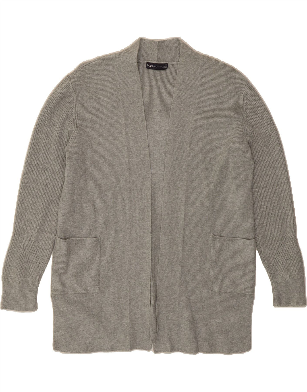 MARKS & SPENCER Womens Open Cardigan Sweater UK 14 Large Grey Viscose Vintage Marks & Spencer and Second-Hand Marks & Spencer from Messina Hembry 