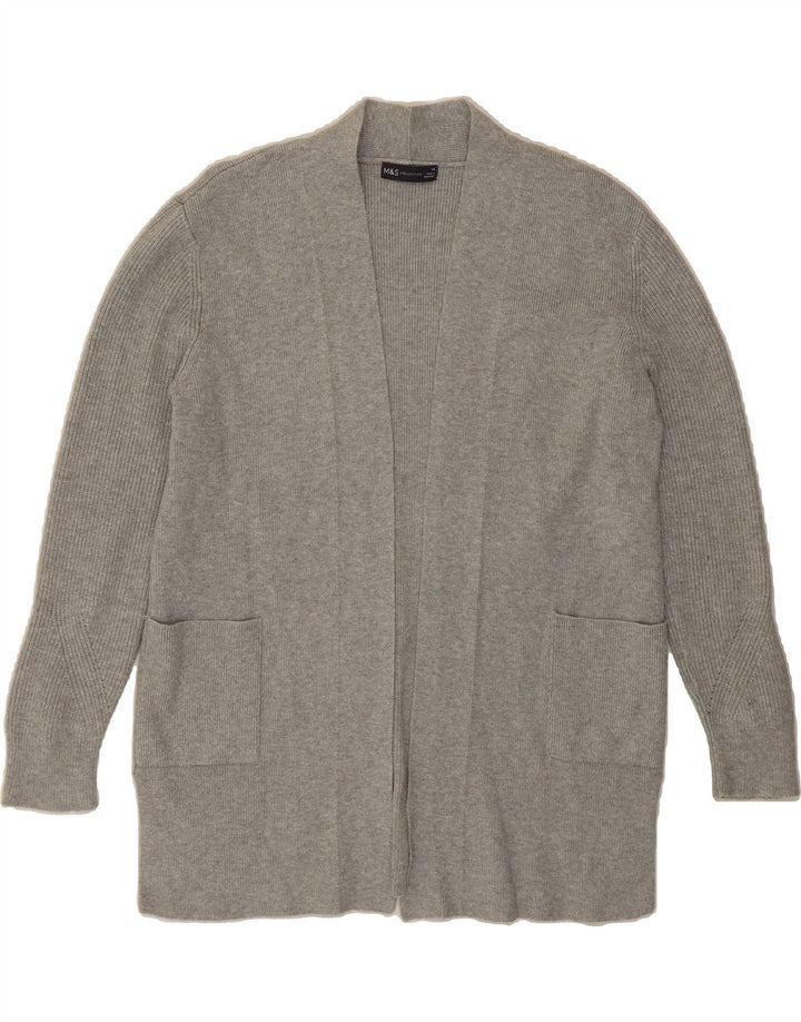 MARKS & SPENCER Womens Open Cardigan Sweater UK 14 Large Grey Viscose Vintage Marks & Spencer and Second-Hand Marks & Spencer from Messina Hembry 