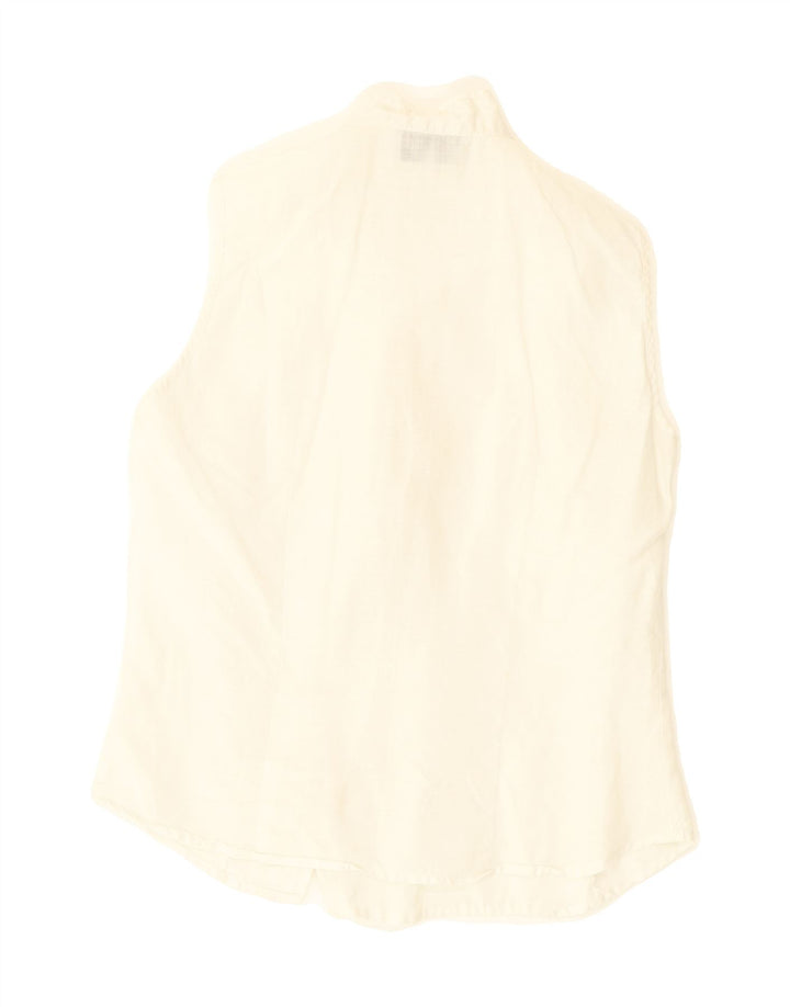 GABRI ELLE LA CAMICIA  Womens Sleeveless Shirt Blouse IT 44 Medium White Vintage Gabri elle La Camicia and Second-Hand Gabri elle La Camicia from Messina Hembry 