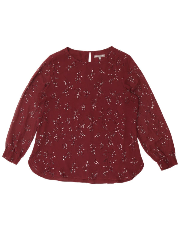 Laura Ashley Womens Blouse Top UK 16 Large Burgundy Floral Polyester