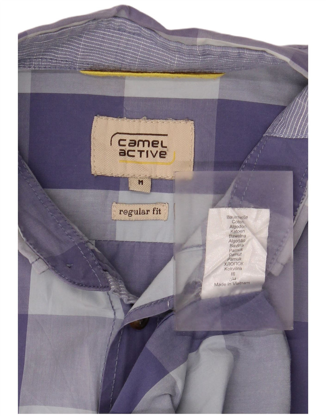 Camel Active Herre kortærmet Regular Fit skjorte Medium Blue Gingham Cotton