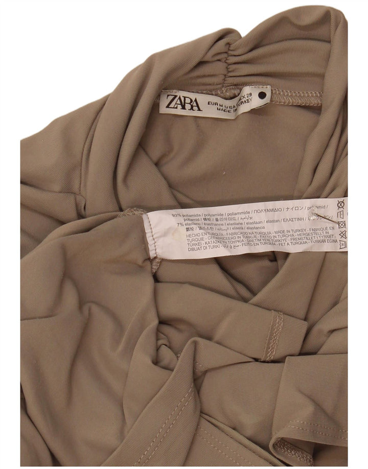 Zara Dame ærmeløs bluse Top UK 12 Medium Grå Polyamid
