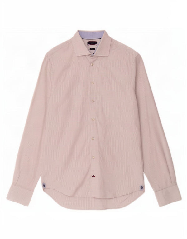 Tommy Hilfiger Mens Slim Fit Shirt Size 39 15 1/2 Medium White Spotted