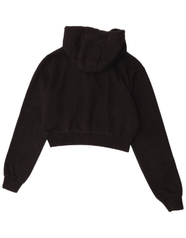 Ellesse Womens Crop Hoodie Jumper UK 10 Small Black Cotton