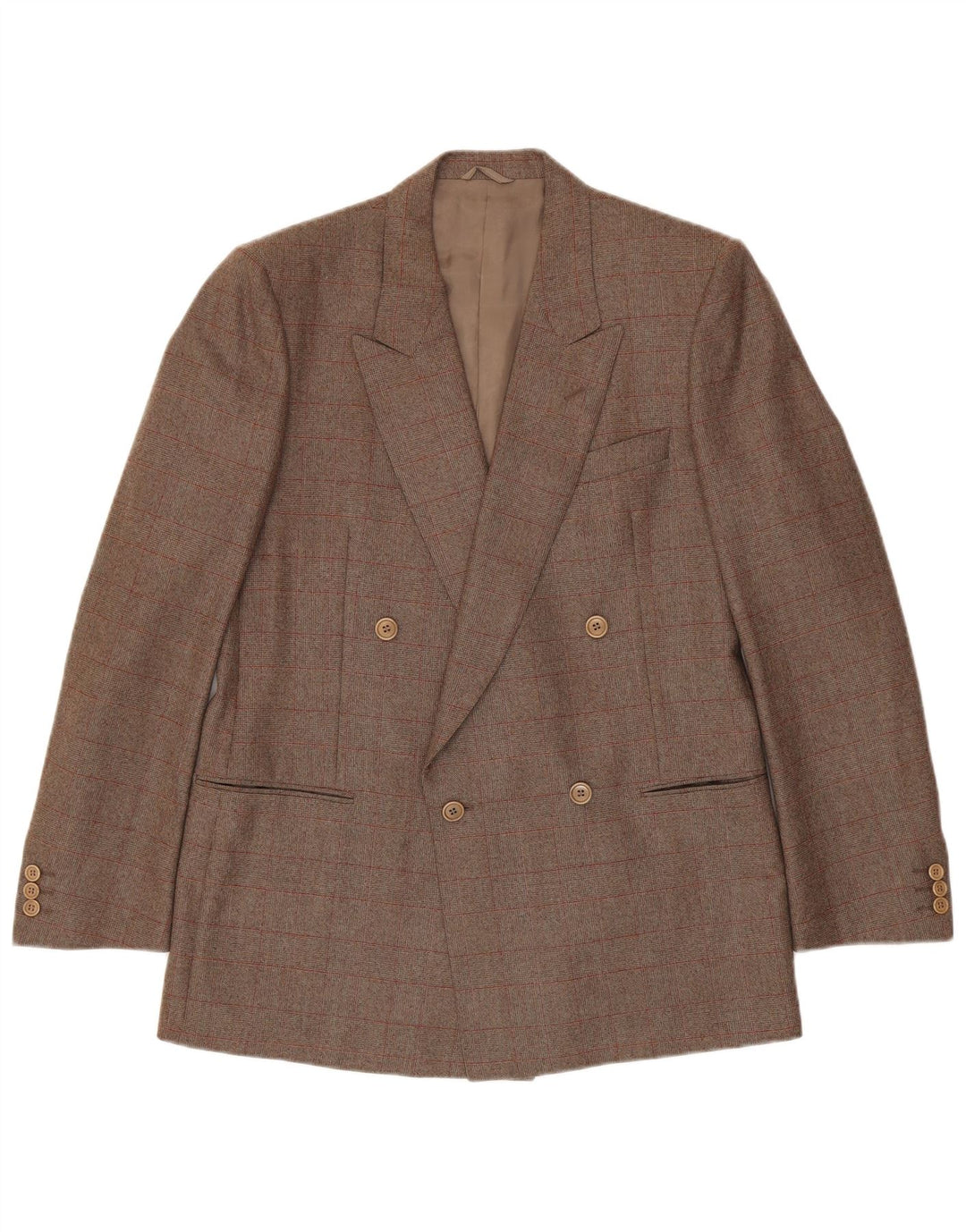 Corneliani Chaqueta tipo blazer con doble botonadura para hombre IT 50 Large Brown Check