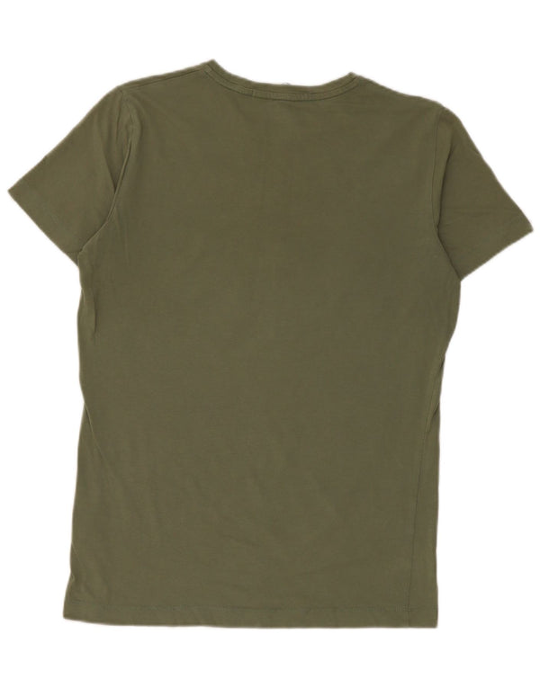 Calvin Klein Jeans Womens Graphic T-Shirt Top UK 10 Small Khaki Cotton