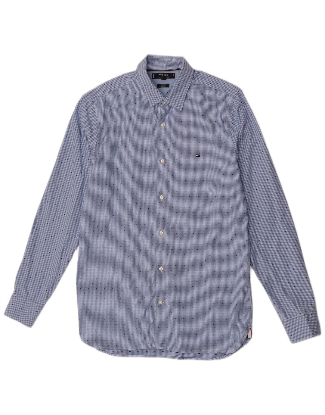 Tommy Hilfiger Chemise Slim Fit Homme Bleu Moyen Pied-de-Poule Coton