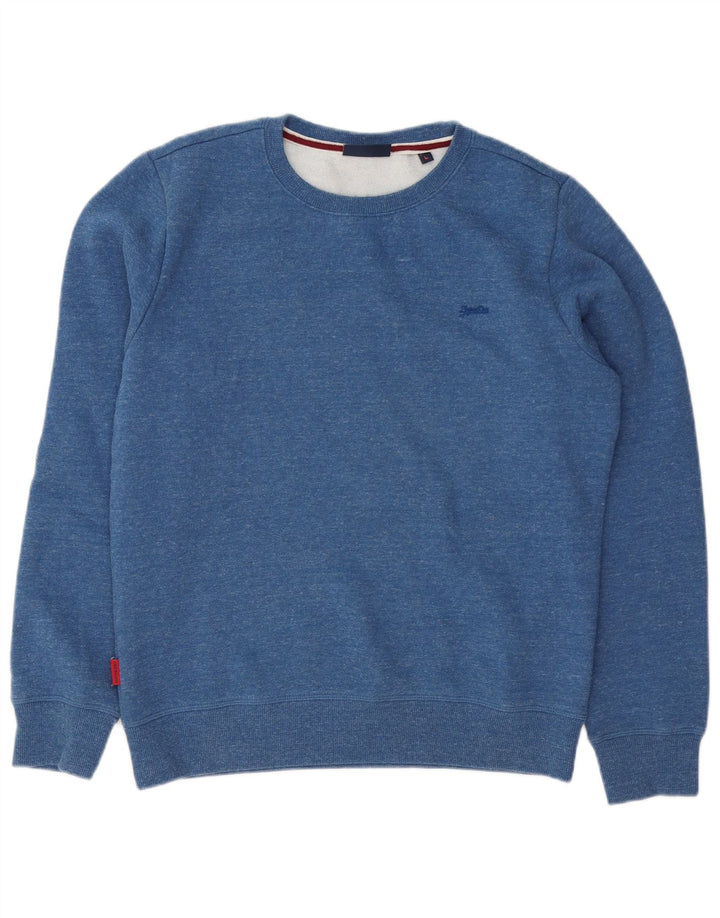 Superdry Mens Sweatshirt Jumper Large Blue Flecked Cotton