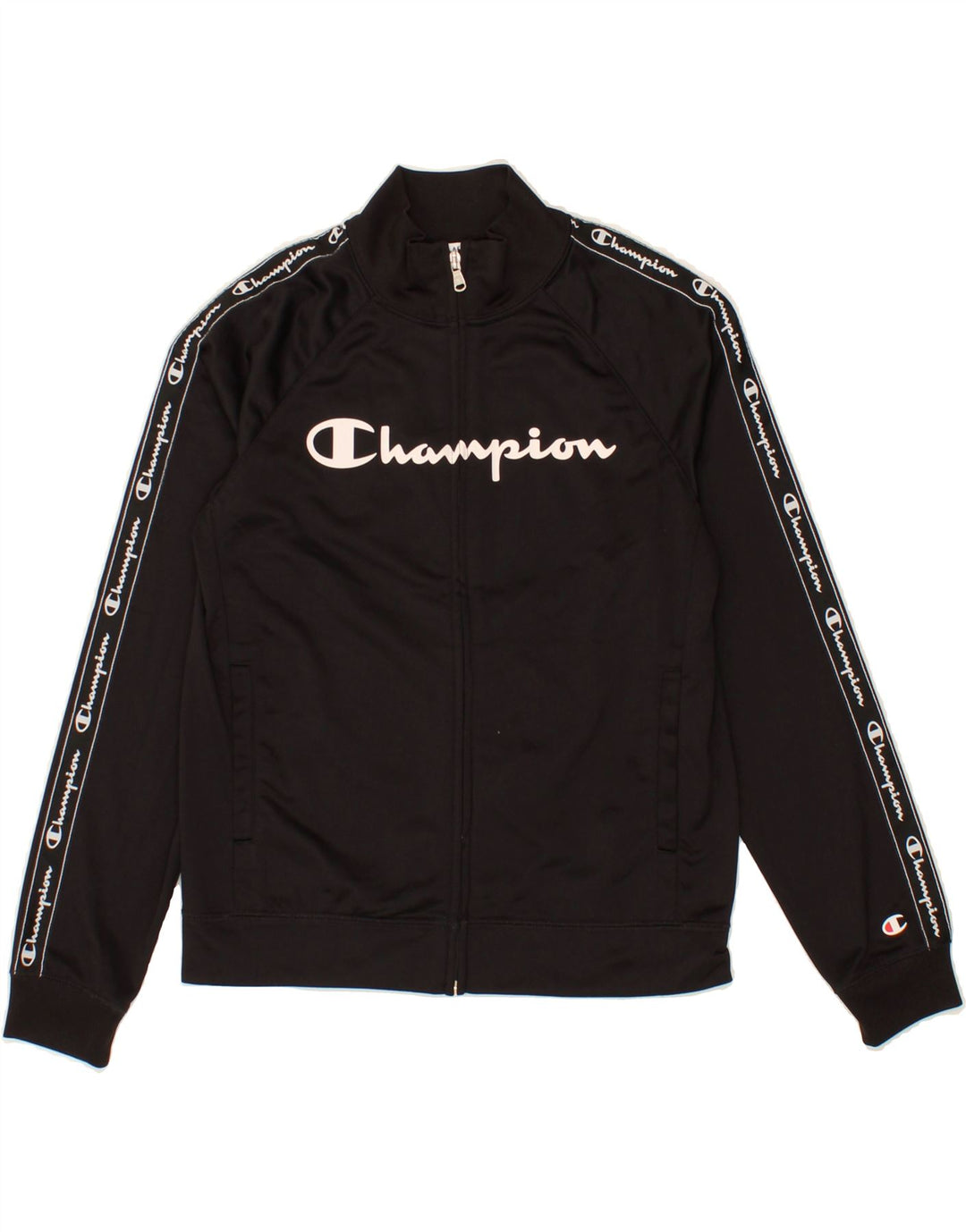 CHAMPION Boys Graphic Tracksuit Top Jacket 13-14 Years XL Black Polyester Vintage Champion and Second-Hand Champion from Messina Hembry 