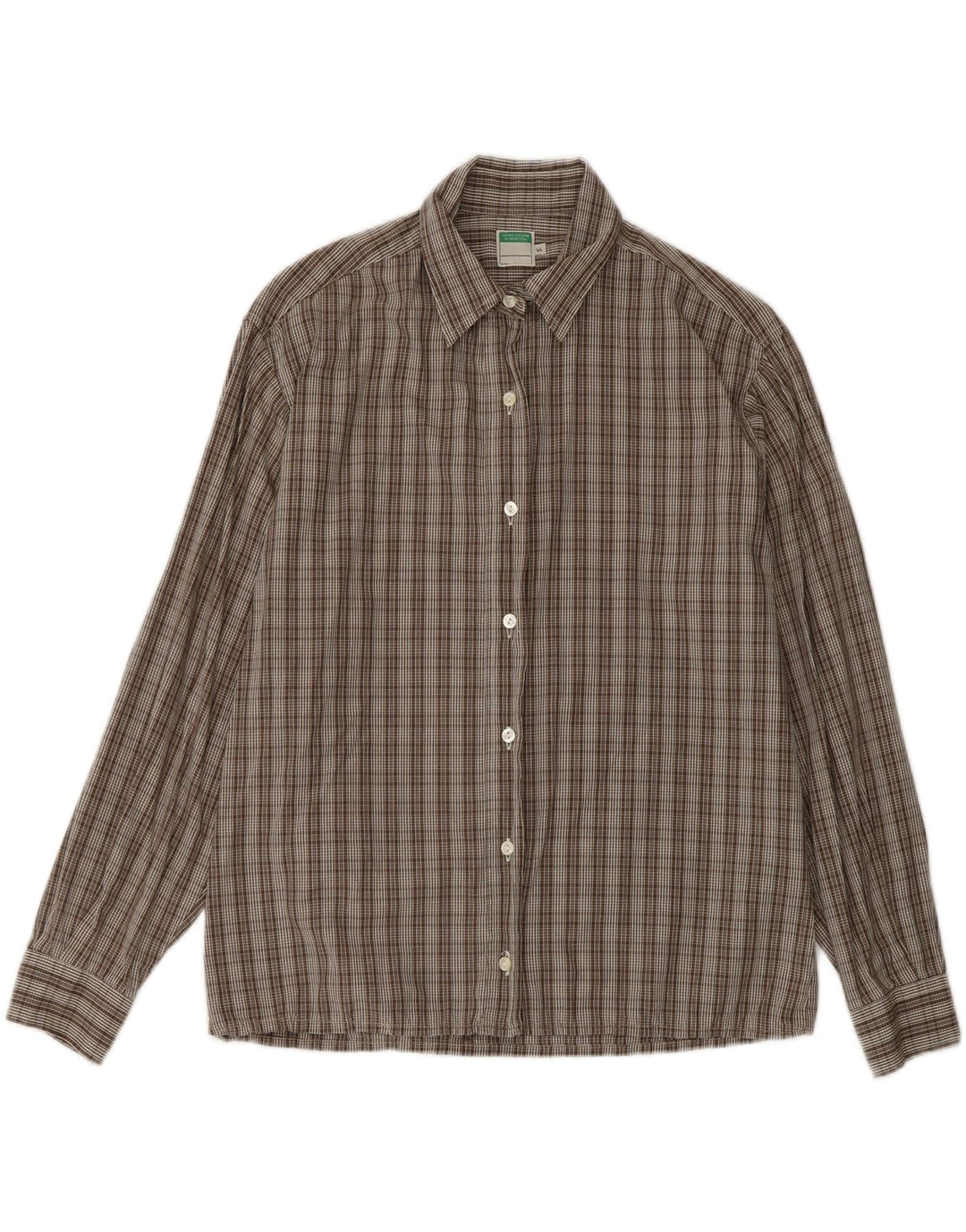 BENETTON Womens Shirt IT 44 Medium Brown Check Cotton Vintage Benetton and Second-Hand Benetton from Messina Hembry 