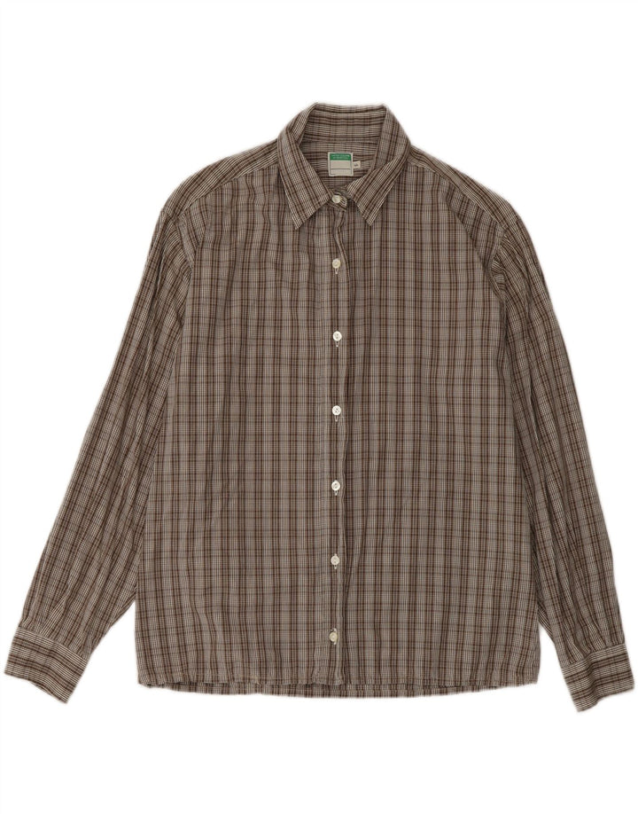 BENETTON Womens Shirt IT 44 Medium Brown Check Cotton Vintage Benetton and Second-Hand Benetton from Messina Hembry 