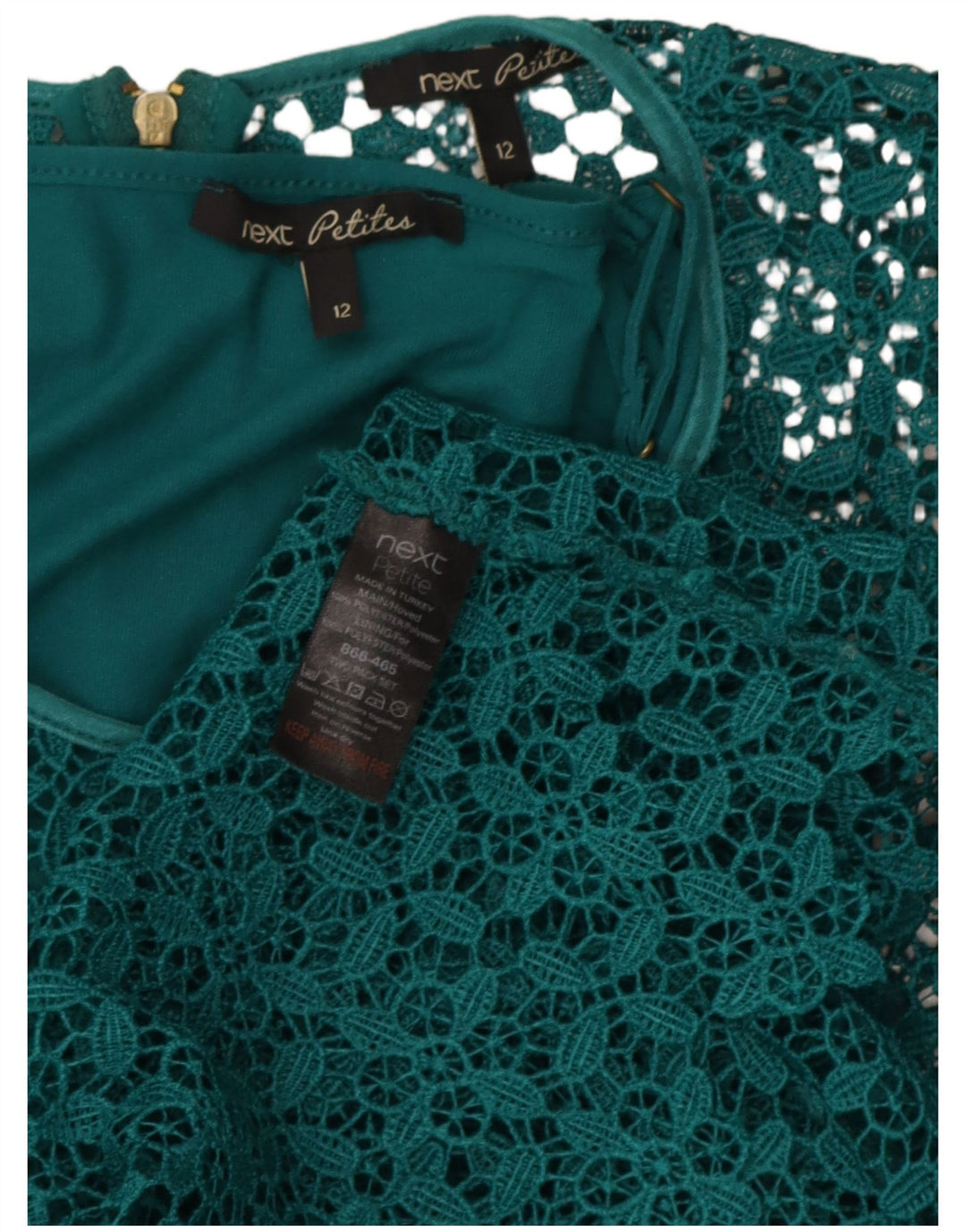 Next Womens Petites Lace Shift Dress UK 12 Medium Green Geometric Polyester