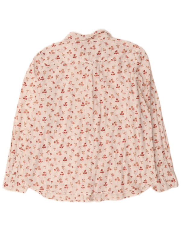 Fat Face Dame Classic Fit skjorte UK 16 Large White Floral Cotton