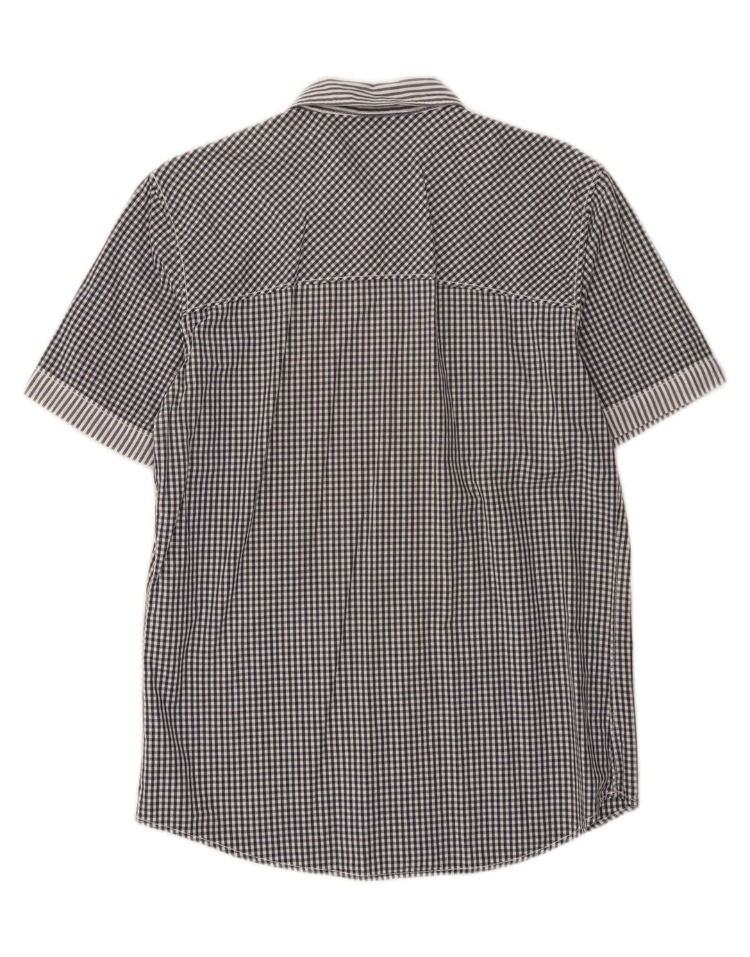 LEVI'S Mens Slim Fit Short Sleeve Shirt Medium Navy Blue Gingham Cotton Vintage Levi's and Second-Hand Levi's from Messina Hembry 