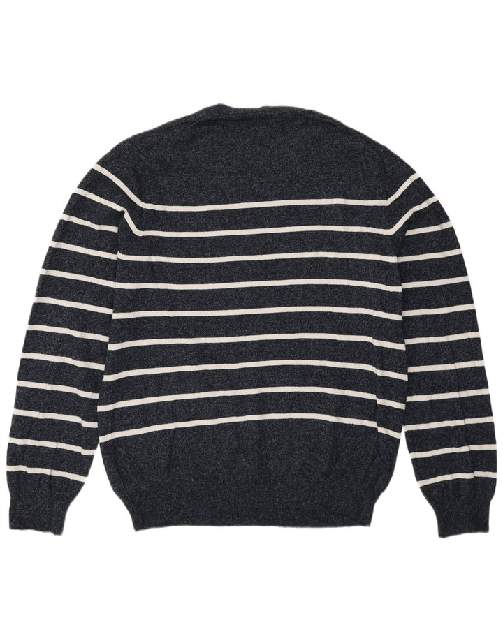 Marks & Spencer Maglione girocollo da uomo a righe grandi blu navy