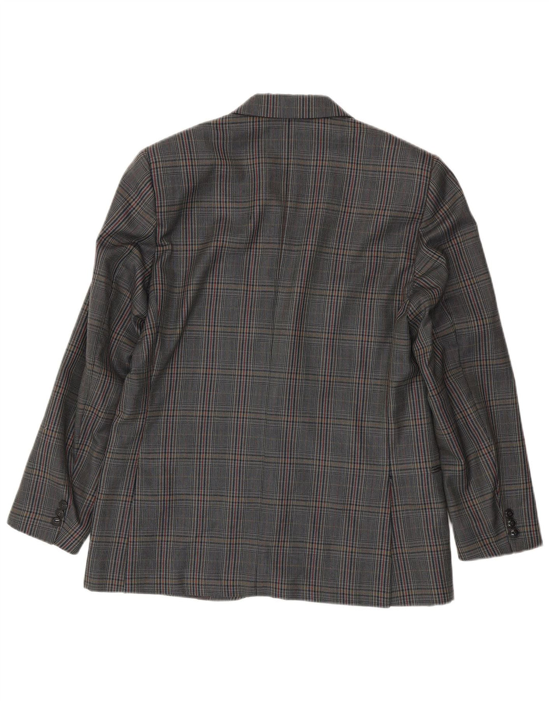 Giacca blazer vintage da uomo a 2 bottoni IT 50 grande lana vergine a quadri grigi